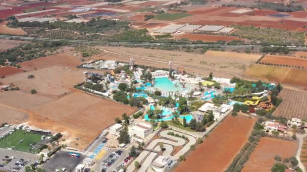 Luchtfoto Waterpark Ayia Napa Badplaats Cyprus — Stockvideo