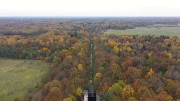 Vista Aérea Compuerta Masuriana Rusia Otoño — Vídeo de stock