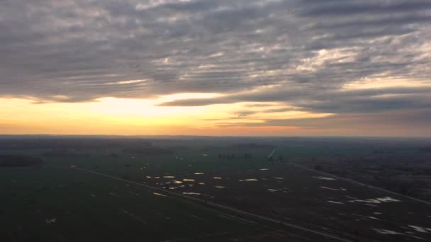 Veduta Aerea Del Tramonto Sul Campo Autunno — Video Stock