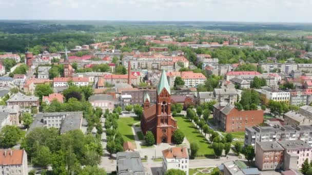 Vista Aérea Iglesia Del Arcángel Miguel Chernyahovsk Rusia — Vídeo de stock