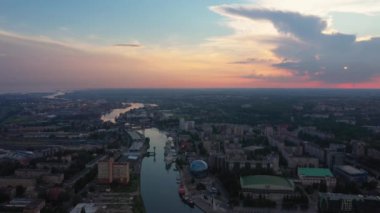 Kaliningrad üzerinde gün batımı, hava manzarası