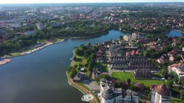 Kaliningrad, Rusya 'daki Yukarı Göl' ün havadan görünüşü