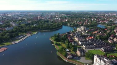 Kaliningrad, Rusya 'daki Yukarı Göl' ün havadan görünüşü
