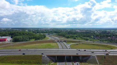 Kaliningrad, Rusya 'daki kavşağın hava görüntüsü