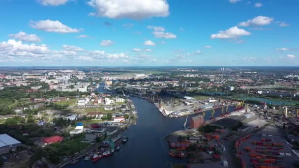 俄罗斯加里宁格勒港口的空中景观 时间推移 — 图库视频影像