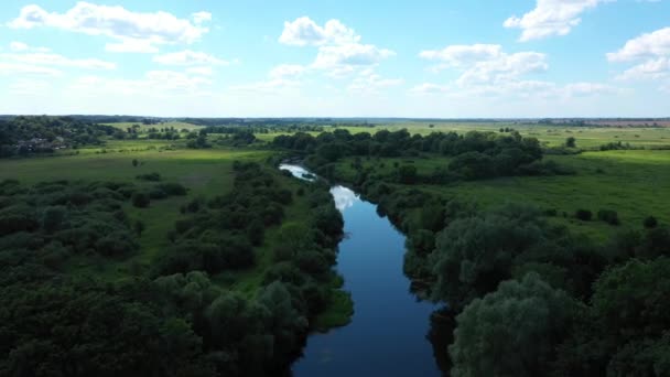 Πτήση Πάνω Από Ποτάμι Καλοκαίρι Θέα Από Drone — Αρχείο Βίντεο