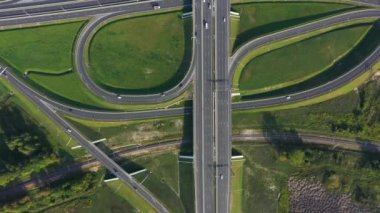 Kaliningrad, Rusya 'daki kavşağın hava görüntüsü