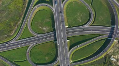 Kaliningrad, Rusya 'daki kavşağın hava görüntüsü