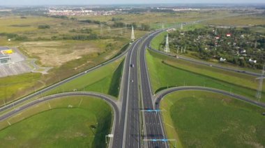 Kaliningrad, Rusya 'daki kavşağın hava görüntüsü