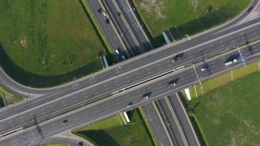 Kaliningrad, Rusya 'daki kavşağın hava görüntüsü