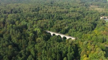Rusya 'nın Rominta ormanındaki eski Prusya viyadük manzarası.