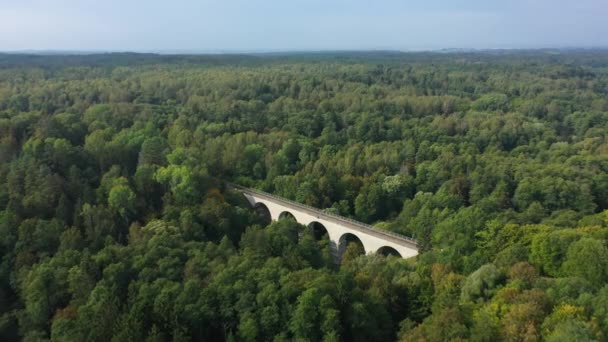 Letecký Pohled Starý Pruský Viadukt Lese Rominta Rusko — Stock video