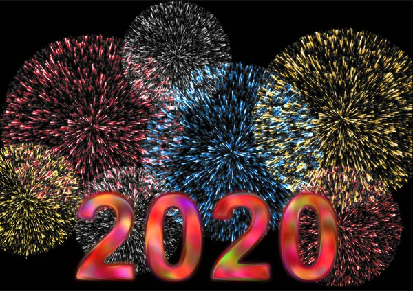 Colorful 2020 with firework — Stock Photo, Image