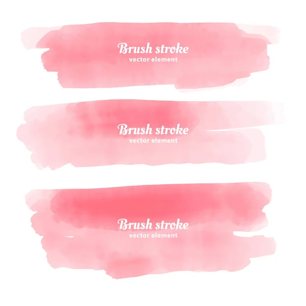 Vektor rosa Handgezeichnete Aquarellelemente Set. Pinselstrich in Aquarell — Stockvektor