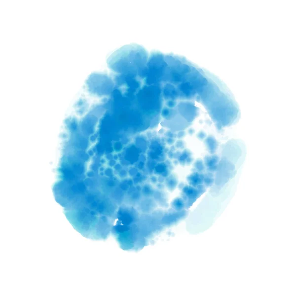 Acuarela dibujada a mano elemento redondo azul. Dibujo agua — Vector de stock