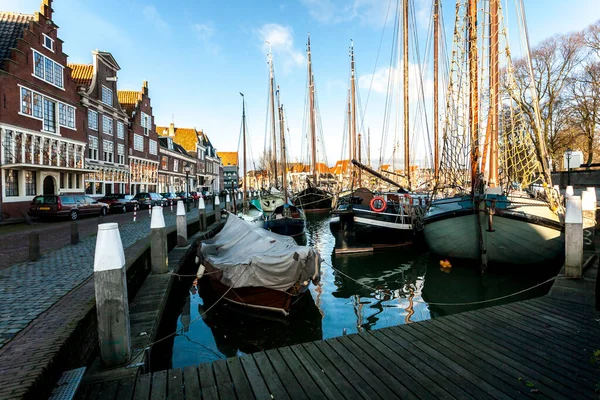 Hoorn Nederländerna December 2009 Yachts Ligger Förtöjda Nära Piren Den — Stockfoto