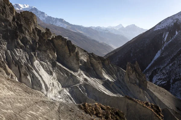 Montañas Brumosas Mañana Himalaya Nepal Área Conservación Annapurna — Foto de Stock