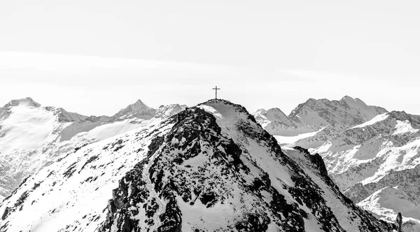 Prachtig Uitzicht Alpen Zonnige Winterdag Oostenrijk Stubai Stubaier Gletscher Resort — Stockfoto