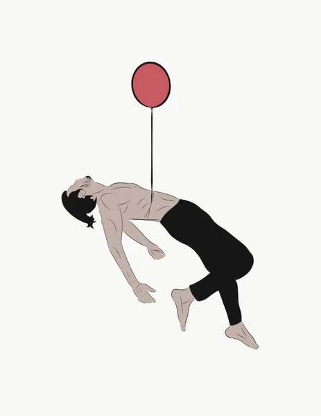 Krásná Ilustrace Muže Letícího Balónem Stock Fotografie