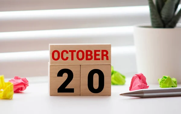 Oktober Dag Van Maand Kalender Kubus Moderne Roze Achtergrond Concept — Stockfoto