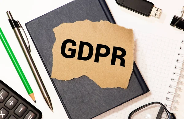 Gdpr Ord Grunge Trä Bord Platt Låg Skott Uppifrån — Stockfoto