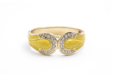 Pırlantalı beyaz zemin üzerine sarı bilezik