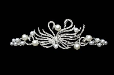 Kuğu siyah izole ile gümüş crown