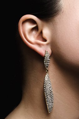 ear with silver earring clipart