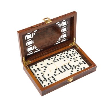 beyaz bir arka plan üzerinde Domino kutusunu açmak