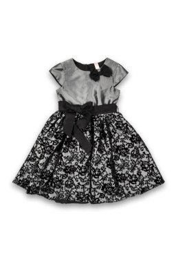 desen ve yay beyaz bir arka plan üzerinde siyah bebek elbise