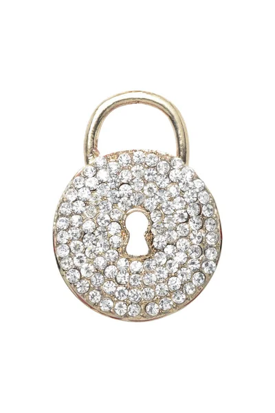 Lock Brooch Isolated White — Stock Photo, Image