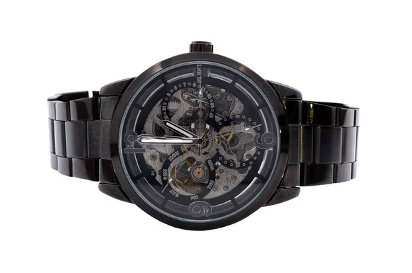 Schwarze Armbanduhr Auf Weißem Hintergrund — Stockfoto