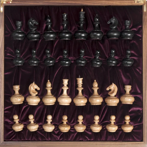 Chess Pieces Beautiful Box White Background — Stock Photo, Image