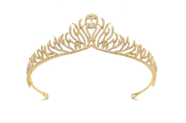 黄金王冠与钻石查出的白色 — 图库照片