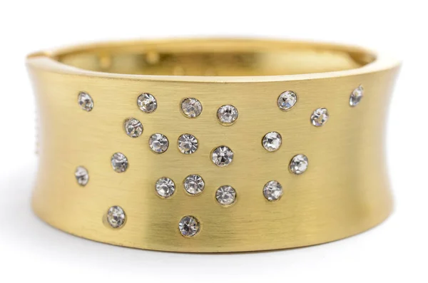 Gouden Armband Met Diamanten Een Witte Achtergrond — Stockfoto