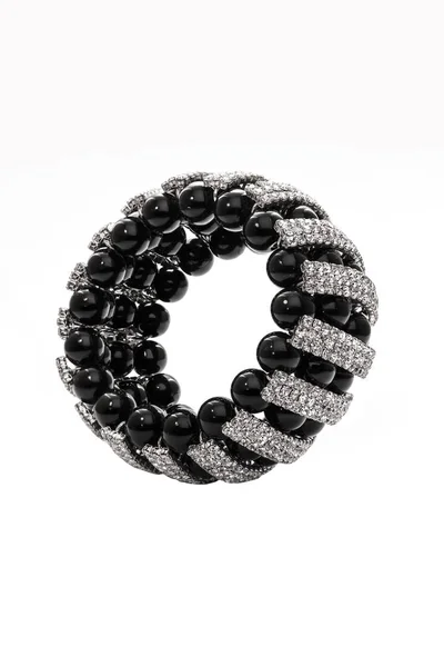 Black Bracelet Precious Stones White Background — Stock Photo, Image