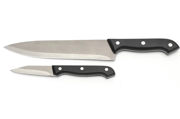 Kleines Und Großes Messer Isoliert Auf Weiß — Stockfoto