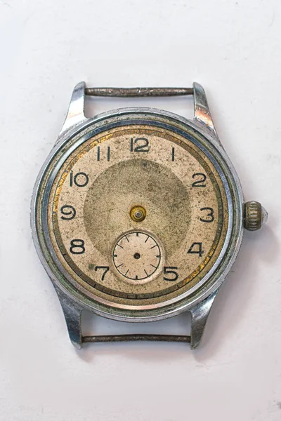 Vintage Vecchio Orologio Polso Sfondo Bianco — Foto Stock