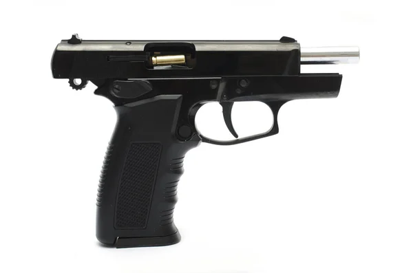 Pistola Com Lâmina Aberta Isolada Branco — Fotografia de Stock