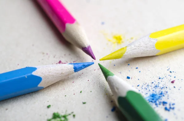 color pencils writes on paper macro