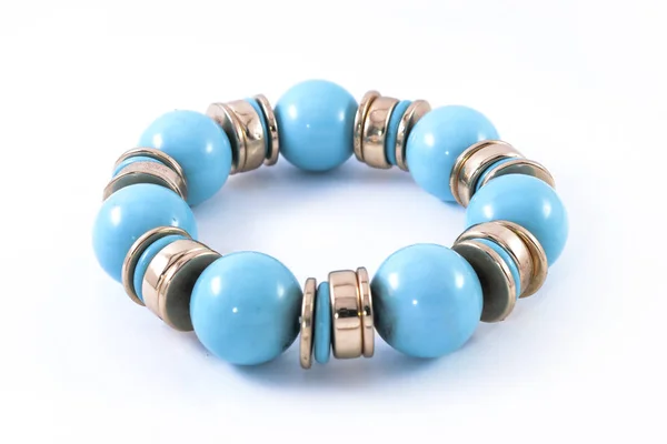 Pulsera Con Piedras Azules Aisladas Blanco — Foto de Stock