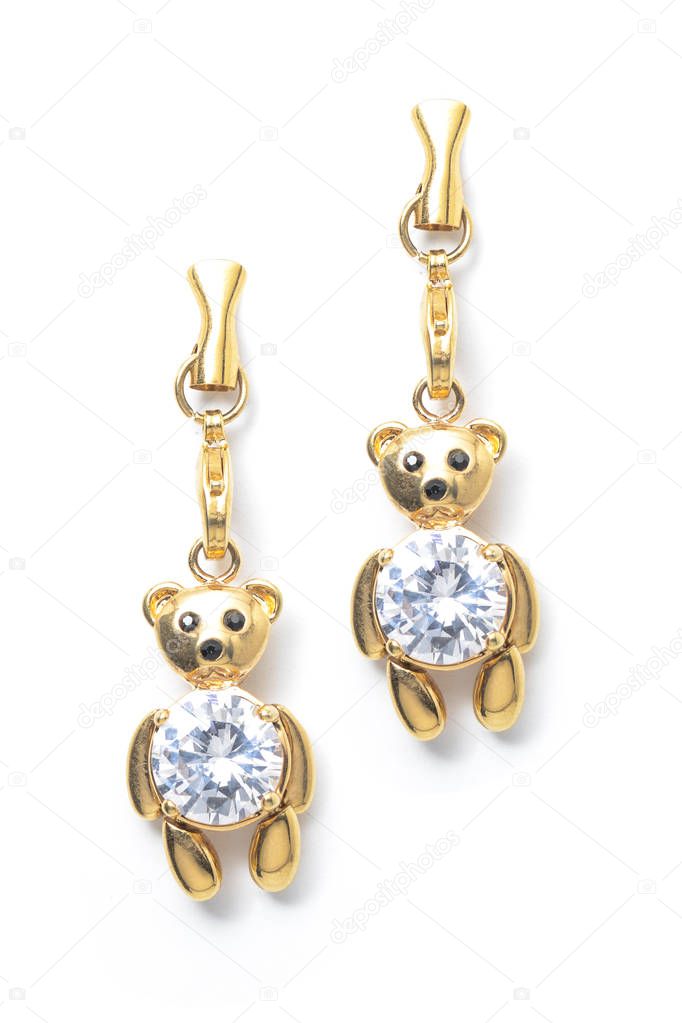 gold earrings teddy-bear