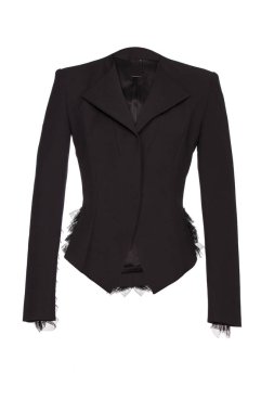 beyaz bir arka plan üzerinde siyah ceket Bayan