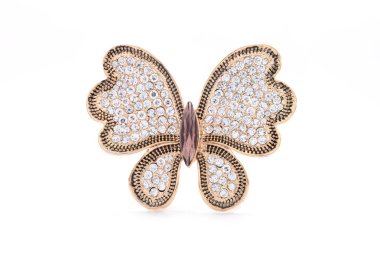 Beyaz bir arka plan üzerinde Kelebek broş