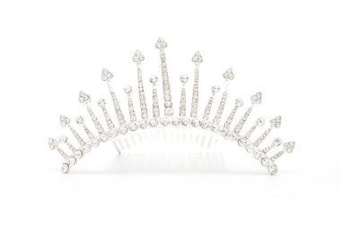 Pırlantalı beyaz izole gümüş diadem