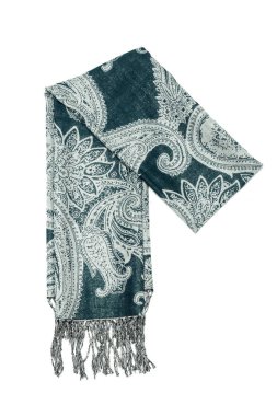 Turkuaz bayanlar eşarp deseni üzerinde beyaz izole ile