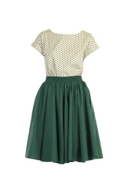 bluz ve etek üzerine beyaz izole