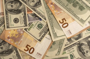 dolar ve Euro üstten görünüm dokusuna