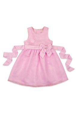 Pembe Bebek elbise beyaz zemin üzerinde bir yay ile
