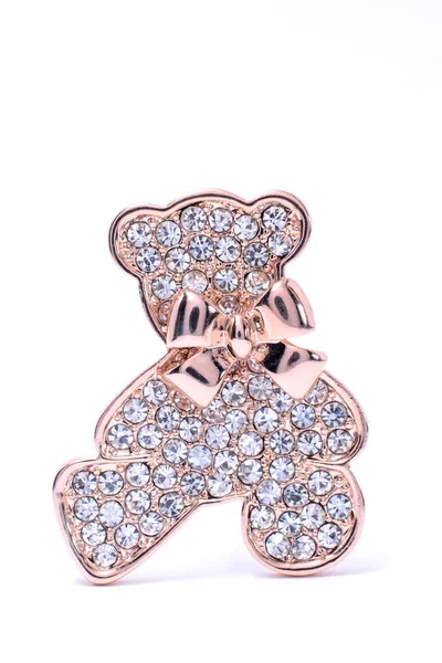 Brooch Teddy Bear Isolated White — Stock Photo, Image